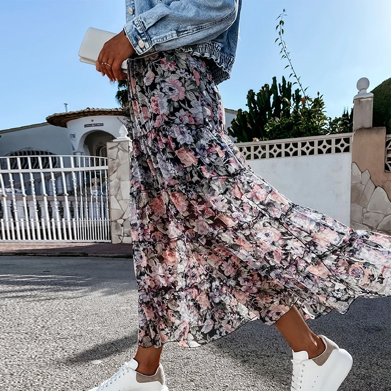 Summer High Waist Long Print Skirt Floral Split 2021 Women Casual Chiffon Beach Faldas Female Boho Elastic Waist Holiday Skirts
Summer High Waist Long Print Skirt Floral Split 2021 Women Casual Chiffon Beach Faldas Female Boho Elastic Waist Holiday Skirts