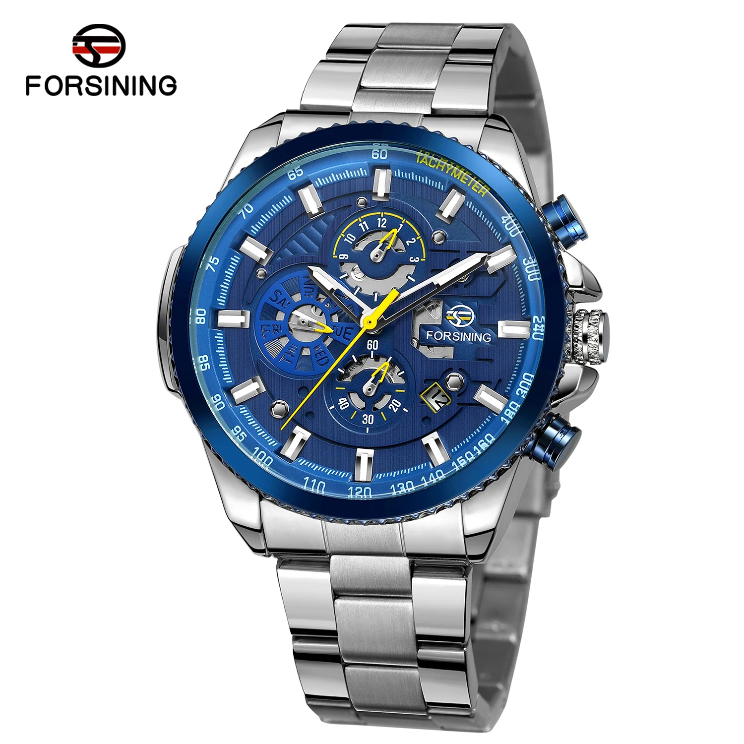 Forsining Multifunction Calendar Dial Automatic Mechanical Skeleton Men Wrist Watch Luxury Business Steel Band Sports Male Watch
Forsining Multifunction Calendar Dial Automatic Mechanical Skeleton Men Wrist Watch Luxury Business Steel Band Sports Male Watch
