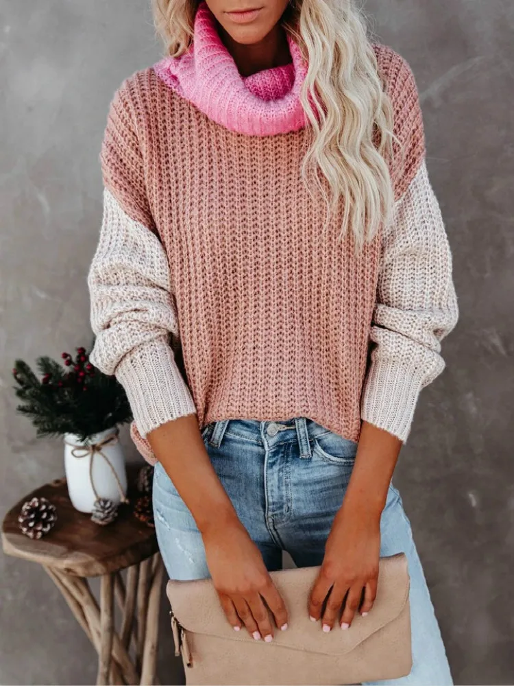 2021 Spring Model Large-size pullover high neck lapel personality stitching fashion 100% acrylic knit sweater
2021 Spring Model Large-size pullover high neck lapel personality stitching fashion 100% acrylic knit sweater