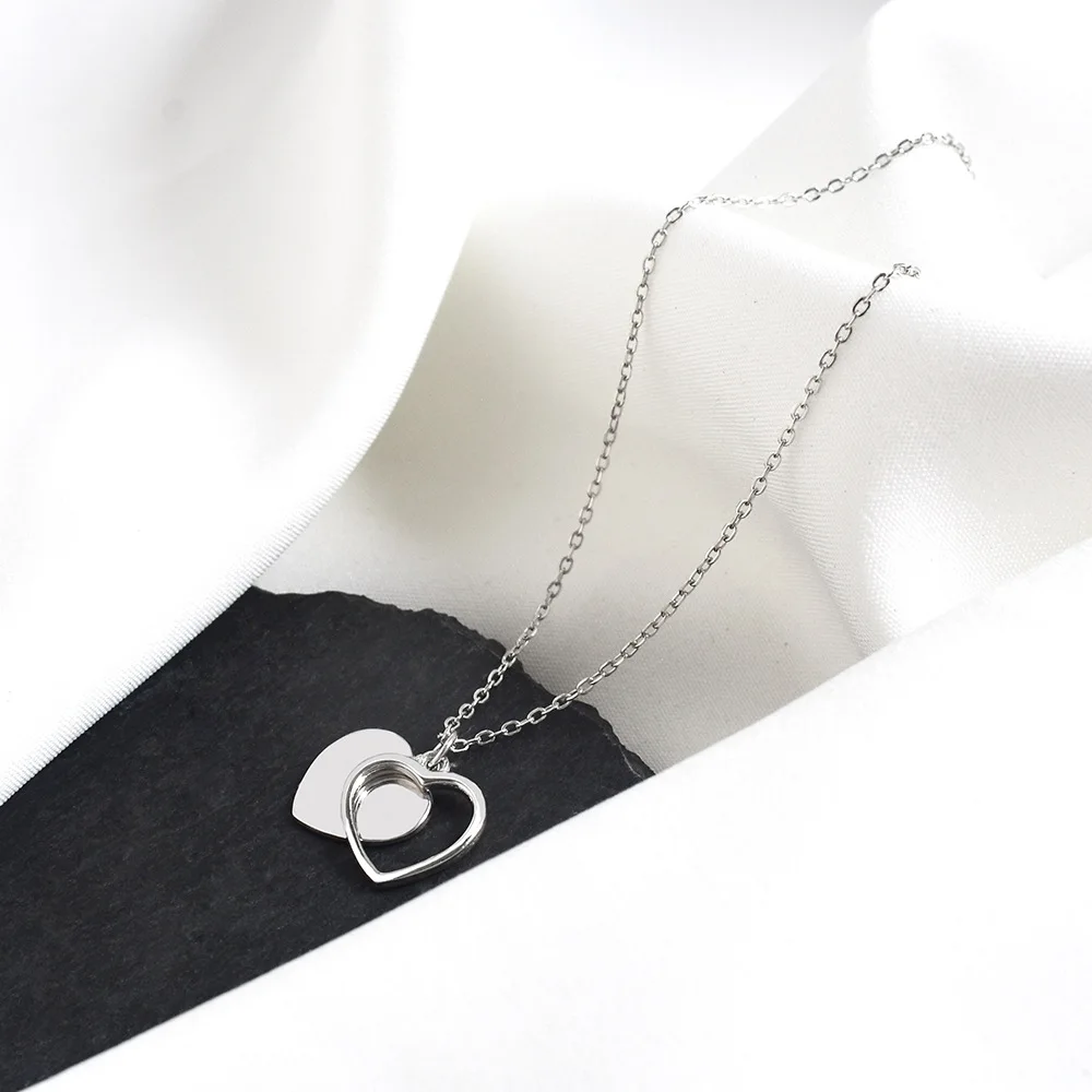 Real 925 Sterling Silver Necklace For Women Gold Double Heart Necklaces & Pendants Fashion Chain Fine Jewelry Gift Flyleaf
Real 925 Sterling Silver Necklace For Women Gold Double Heart Necklaces & Pendants Fashion Chain Fine Jewelry Gift Flyleaf