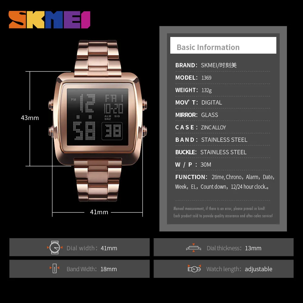 SKMEI Top Luxury Fashion Sport Watch Men Stainless Steel Strap Watches Countdown LED Display Display Watch reloj hombre 1369
SKMEI Top Luxury Fashion Sport Watch Men Stainless Steel Strap Watches Countdown LED Display Display Watch reloj hombre 1369