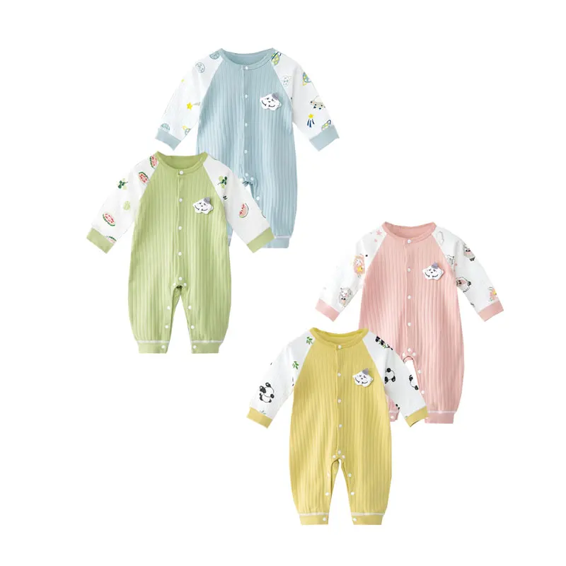 

Spring and Autumn Baby Cotton Onesie Four Seasons Spring and Autumn Style Opposite The Door of Newborn Clothes Ha Yi Crawling