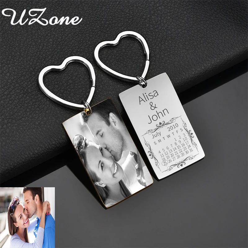 UZone Personalized Calendar Keychain Stainless Steel Name Date Key Chain Hand Stamped Custom Keychains Anniversary Gifts | Украшения и