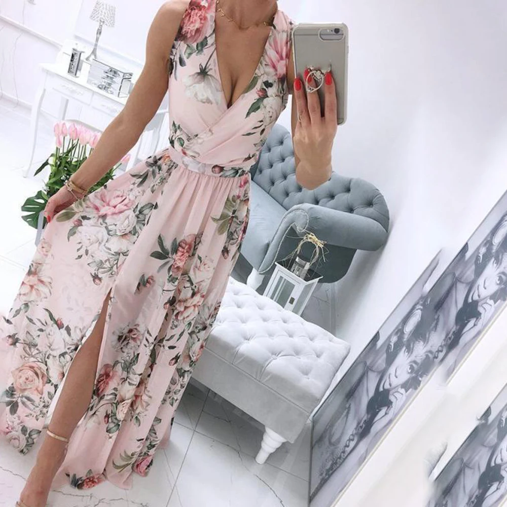 Sexy Summer Women's Floral Print Tank Long Dress Deep V -Neck A-Line High Waist Split Pleated Casual Maxi Dress Party Robe 2021
Sexy Summer Women's Floral Print Tank Long Dress Deep V -Neck A-Line High Waist Split Pleated Casual Maxi Dress Party Robe 2021