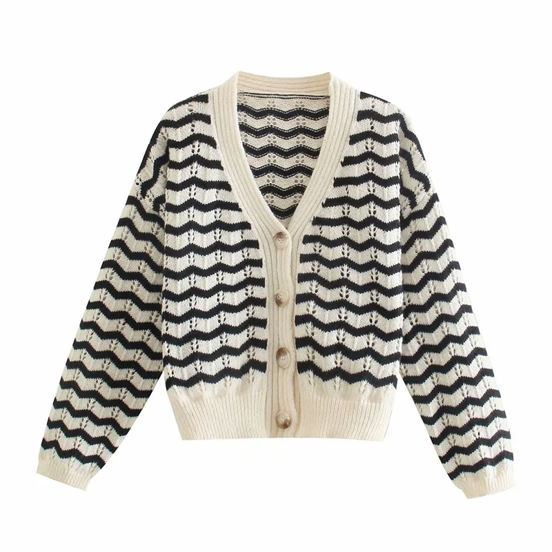 Vogue Casual Women White Stripe Knitted Cardigan Tide Spring Chic Female Soft V Neck Outwear Ladies Basic Long Sleeve Knitwear
Vogue Casual Women White Stripe Knitted Cardigan Tide Spring Chic Female Soft V Neck Outwear Ladies Basic Long Sleeve Knitwear