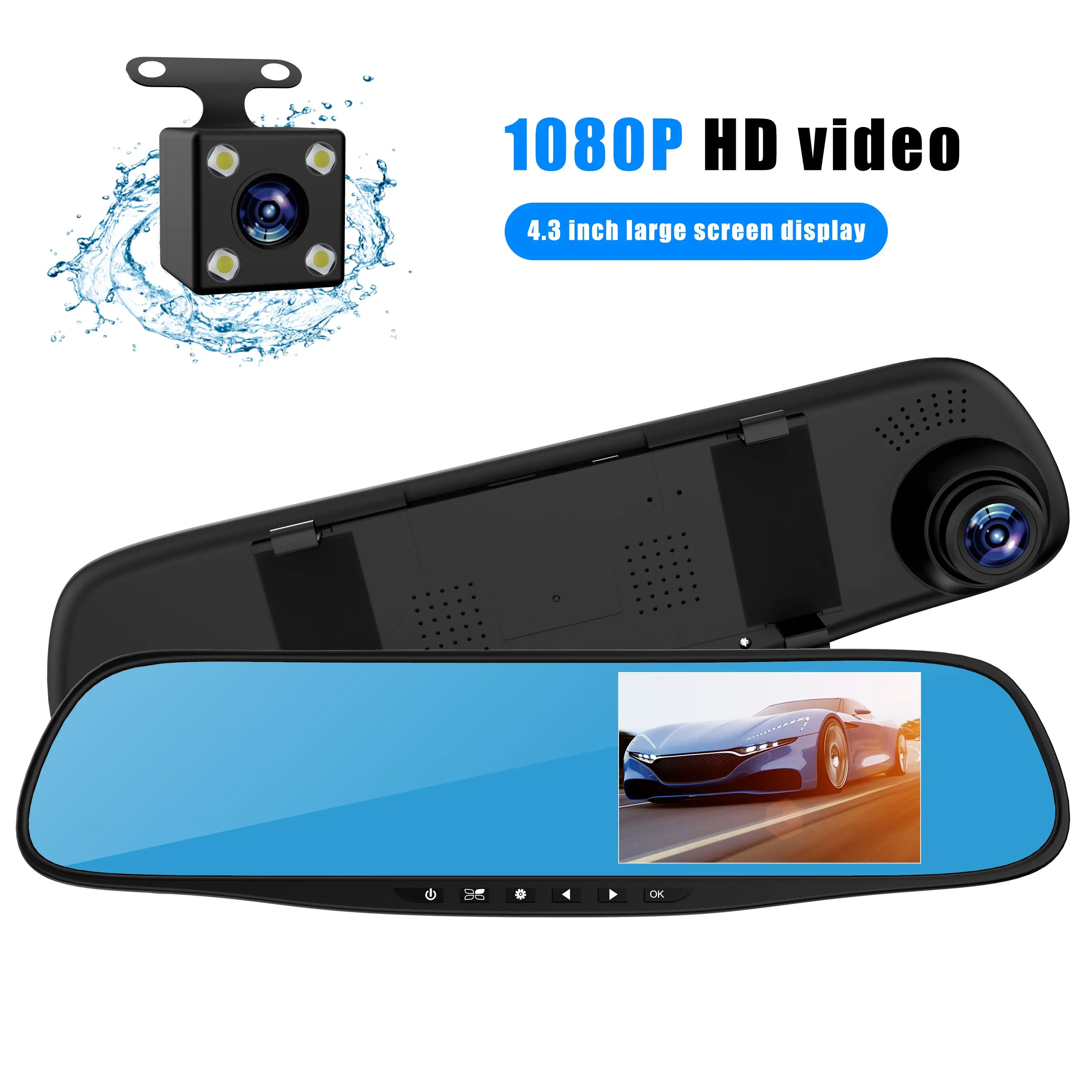 Car Camera Video Recorder Dual Lens HD 1080P 4.3" Car DVR Rearview Mirror Camera Dash Cam Video Recorder
Car Camera Video Recorder Dual Lens HD 1080P 4.3" Car DVR Rearview Mirror Camera Dash Cam Video Recorder