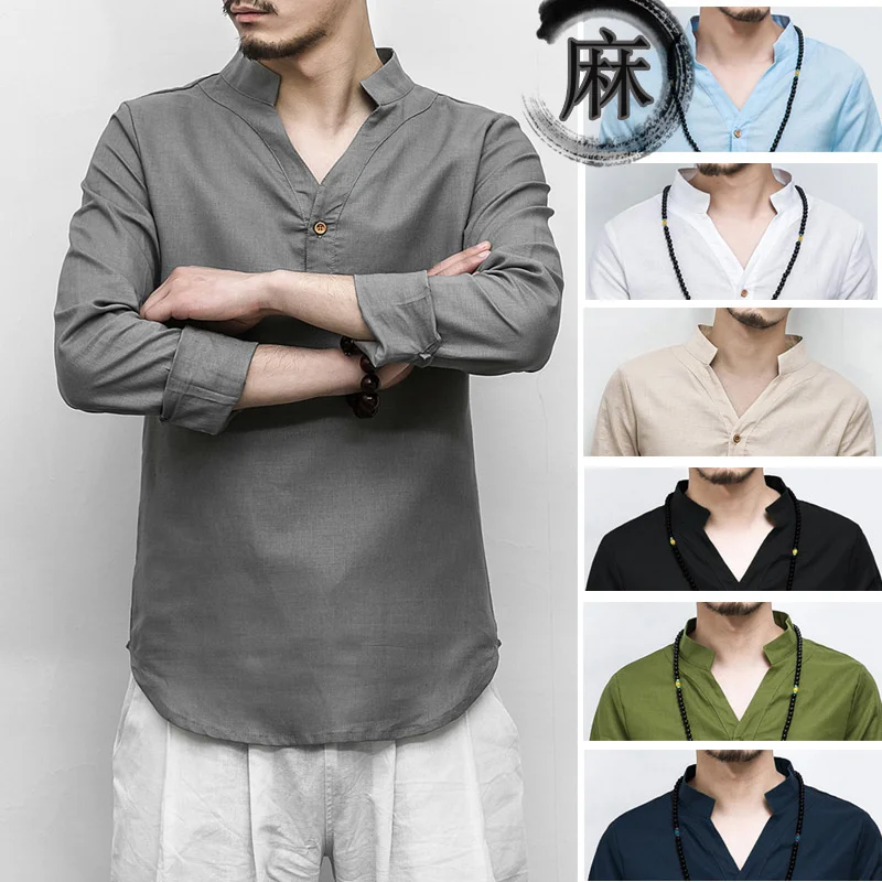Mens Linen Shirts Long Sleeve Button T-Shirt V-neck Fashion Plain Solid Casual Cotton Henley Loose Blouse Tee Top Men Clothing
Mens Linen Shirts Long Sleeve Button T-Shirt V-neck Fashion Plain Solid Casual Cotton Henley Loose Blouse Tee Top Men Clothing