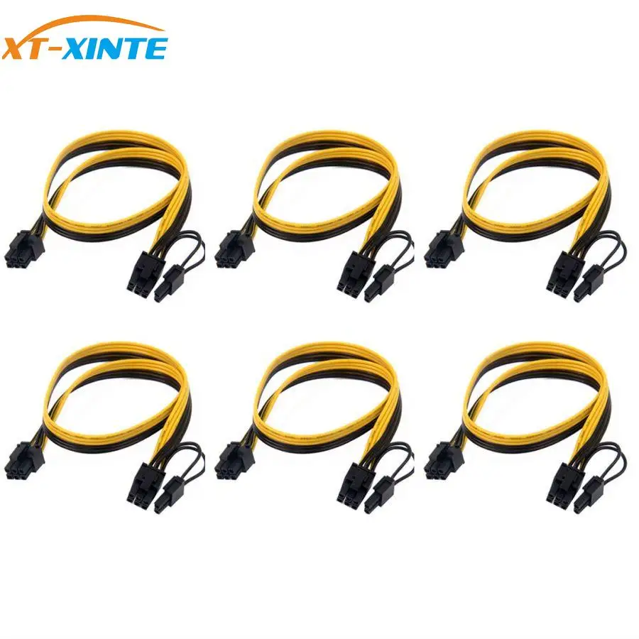 6 шт. XT-XINTE 18AWG PCI-E 6-контактный к 8(6 + 2) контактный кабель питания сплиттер