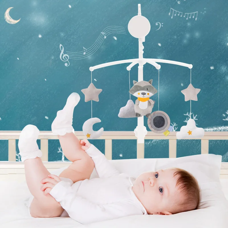 

Мобиль на кроватку для новорожденных мальчиков 0-12 месяцев, игрушки, погремушки для младенцев, вращающийся держатель для игрушек, Музыкальн...