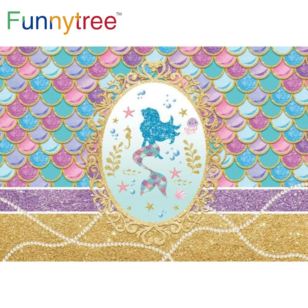 Фон Funnytree для фотосъемки новорожденных девочек с изображением русалки дня рождения морской рыбы Весы и медузы золотого цвета
Фон Funnytree для фотосъемки новорожденных девочек с изображением русалки дня рождения морской рыбы Весы и медузы золотого цвета