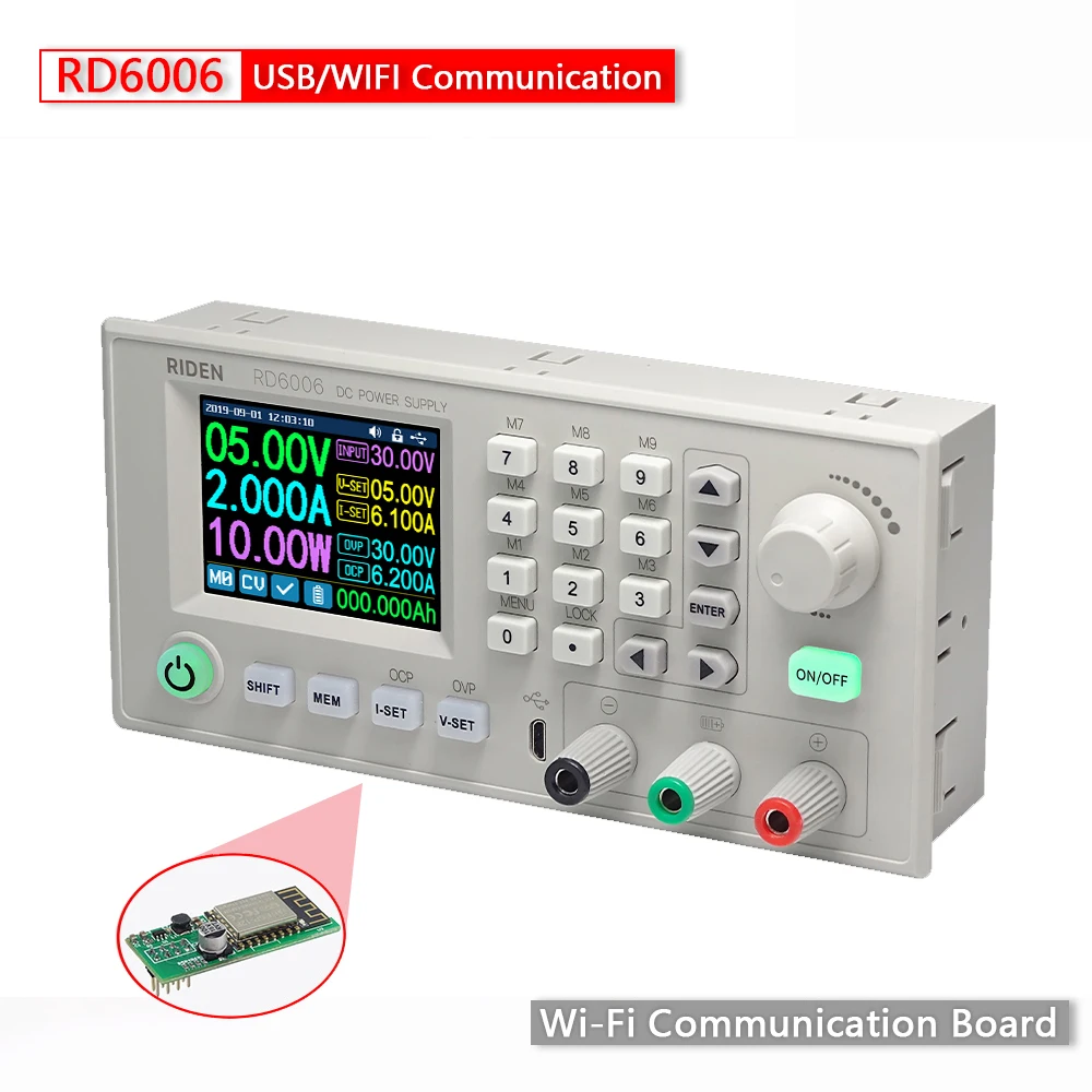 

RD6006W USB WIFI DC-DC понижающий модуль питания постоянного тока, понижающий преобразователь напряжения, вольтметр 60 в 5 А, инструменты напряжения