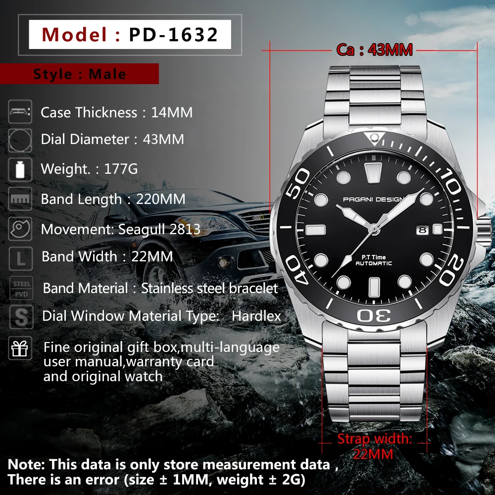 PAGANI DESIGN 2021 New Luxurious Men Mechanical Wristwatches Top Brand Waterproof Stainless Steel Automatic Watch Montre Homme
PAGANI DESIGN 2021 New Luxurious Men Mechanical Wristwatches Top Brand Waterproof Stainless Steel Automatic Watch Montre Homme