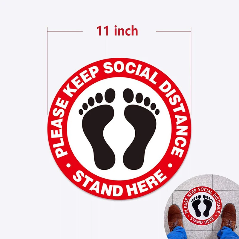 Floor Stickers Large Size 11Inch Maintain 6 Feet Distance Safety Floor Marker Public Places,Waterproof,12 Pack
Floor Stickers Large Size 11Inch Maintain 6 Feet Distance Safety Floor Marker Public Places,Waterproof,12 Pack