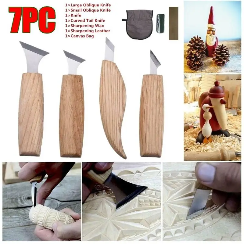 

7pcs/lot Wood Carving Chisels Knife For Basic Wood Cut DIY Tools And Detailed Woodworking Gouges Hand Tools