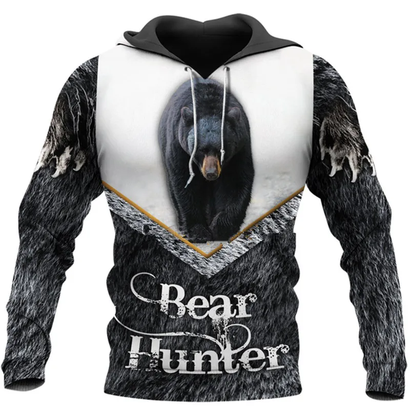 Liumaohua модные рубашки с 3D принтом медведя для охоты толстовки толстовка на молнии
