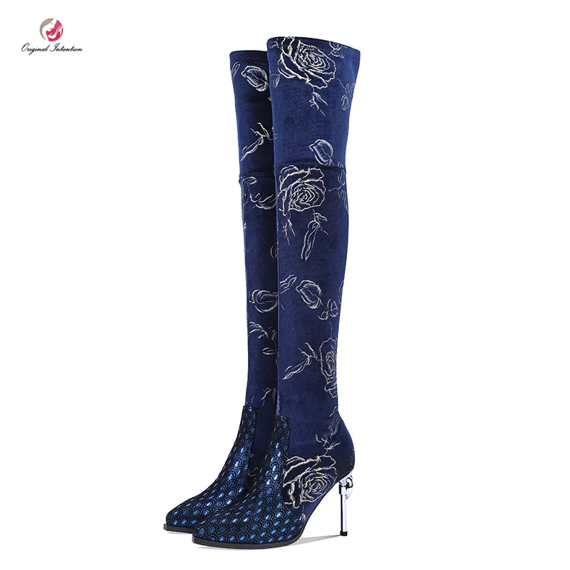 Original Intention Over The Knee Boots Woman Thigh High Boots Winter Boots Metal Heels Thin High Heels Printing Rose Shoes Woman
Original Intention Over The Knee Boots Woman Thigh High Boots Winter Boots Metal Heels Thin High Heels Printing Rose Shoes Woman