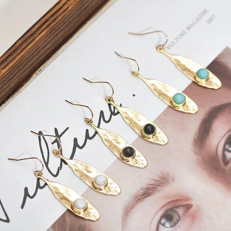 Minar Vintage Natural Stone Eye Drop Earrings Blue Black Stones Leaf Shape Long Drop Earrings Elegant OL Lady Statement Jewelry
Minar Vintage Natural Stone Eye Drop Earrings Blue Black Stones Leaf Shape Long Drop Earrings Elegant OL Lady Statement Jewelry