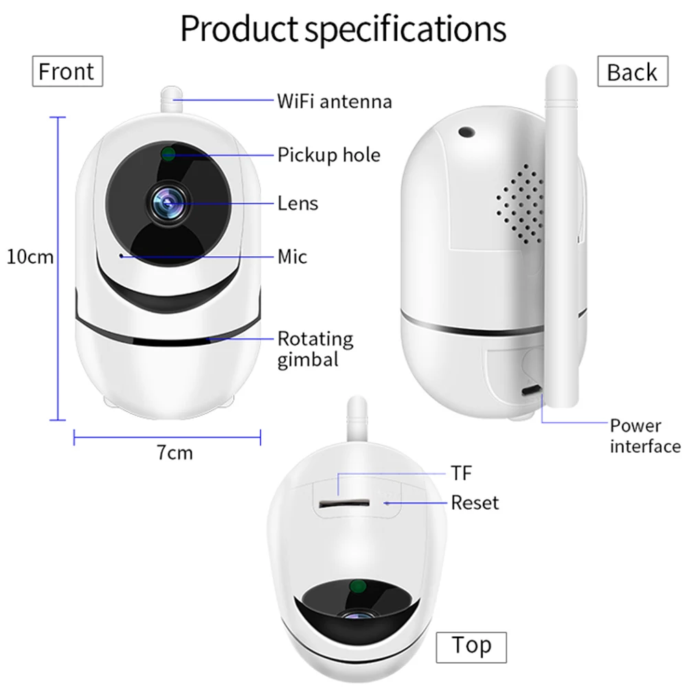 Wifi IP Camera 1080P FHD PTZ Auto Tracking Home Security Camera Night Vision Two Way Audio Wireless CCTV Surveillance Cameras
Wifi IP Camera 1080P FHD PTZ Auto Tracking Home Security Camera Night Vision Two Way Audio Wireless CCTV Surveillance Cameras
