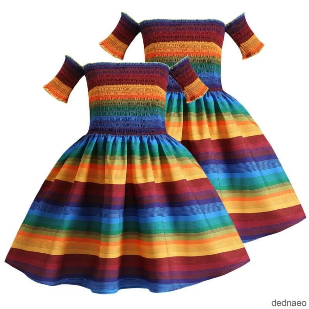 Girl Kids Short Sleeved Off Shoulder Dress Summer Holiday Lovely Rainbow Cotton Corset Skirt Loose Casual Fashion Dresses
Girl Kids Short Sleeved Off Shoulder Dress Summer Holiday Lovely Rainbow Cotton Corset Skirt Loose Casual Fashion Dresses