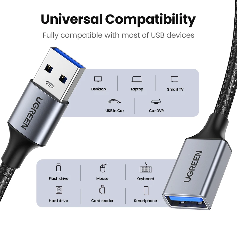 USB Удлинительный кабель UGREEN 3 0 2 удлинитель шнур Type A Папа-мама для передачи данных