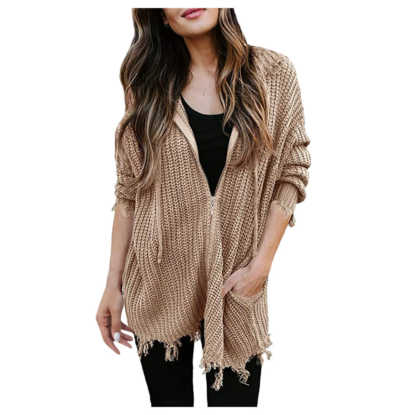 Casual Sweater Zipper Drawstring Hooded Cardigan Women's Sweater Coat Autumn Fashion Solid Color Pocket Hipster Ladies Cardigan
Casual Sweater Zipper Drawstring Hooded Cardigan Women's Sweater Coat Autumn Fashion Solid Color Pocket Hipster Ladies Cardigan