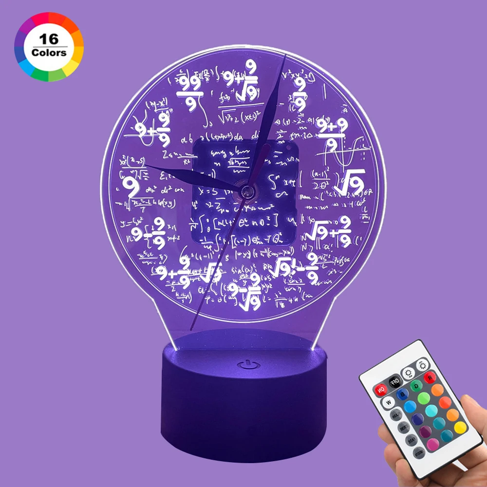 Mathematical Formula Desktop LED Desk Clock 3D Gift Bedside Lamp Larm Clocks for Bedroom Decor Night Light with 7 Color Touch
Mathematical Formula Desktop LED Desk Clock 3D Gift Bedside Lamp Larm Clocks for Bedroom Decor Night Light with 7 Color Touch