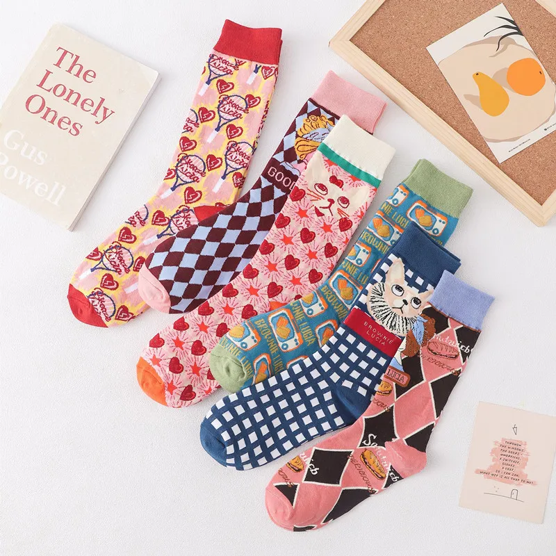 Hot Sale 1 Pair Funny Printing Spring Summer Women Mid Long Socks Female Breathable Soft Cotton Tube Socks Harajuku 6 Pairs/Set
Hot Sale 1 Pair Funny Printing Spring Summer Women Mid Long Socks Female Breathable Soft Cotton Tube Socks Harajuku 6 Pairs/Set