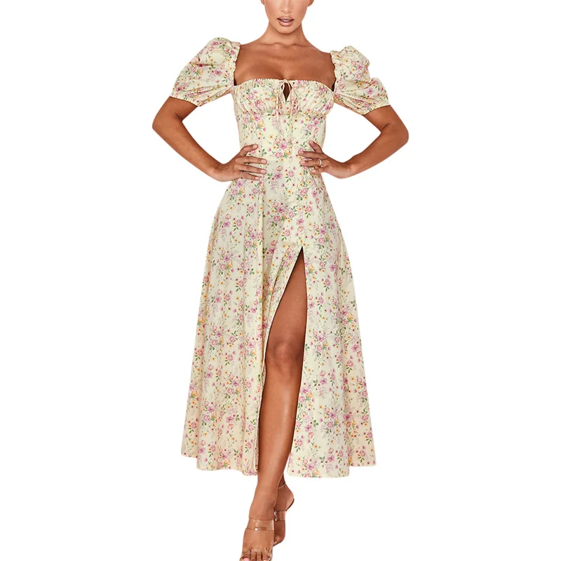 Womens Summer Fashion Casual Sleeve Dress Female Floral Lace-up Street Shot Printed Retro Square Collar Loose Waist Dress
Womens Summer Fashion Casual Sleeve Dress Female Floral Lace-up Street Shot Printed Retro Square Collar Loose Waist Dress