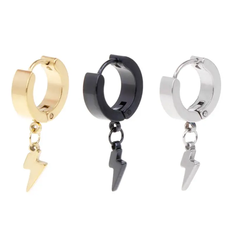 1pc Punk Earrings Fashion Lightning Pendant Personality Male Women Men Jewelry Titanium Steel Hip Hop Ear Stud Buckle Anti
1pc Punk Earrings Fashion Lightning Pendant Personality Male Women Men Jewelry Titanium Steel Hip Hop Ear Stud Buckle Anti