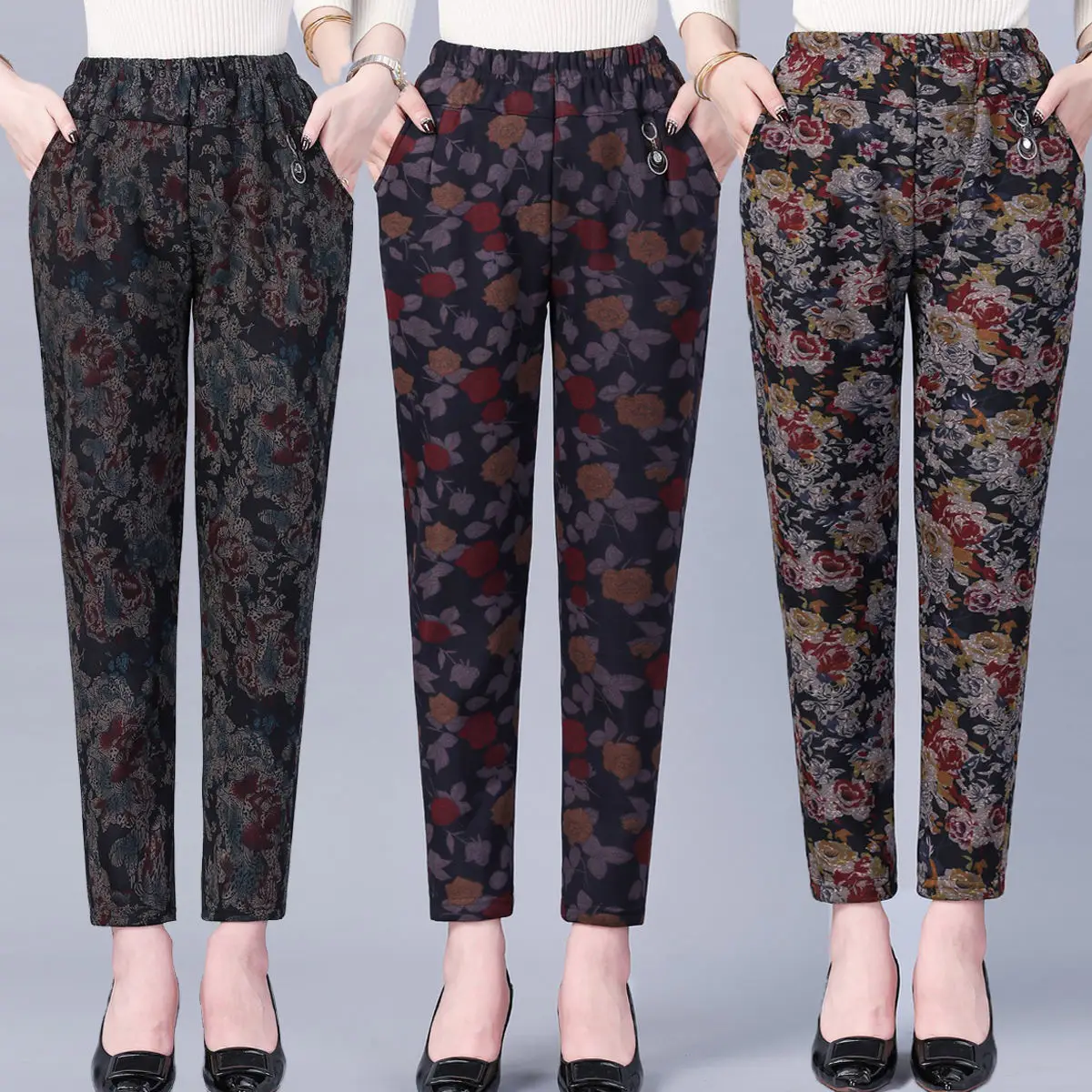 Women 2021 Autumn Winter Fashion Middle-aged Warm Trousers Female High Waist Casual Pants Ladies New Print Loose Pants Q641
Women 2021 Autumn Winter Fashion Middle-aged Warm Trousers Female High Waist Casual Pants Ladies New Print Loose Pants Q641