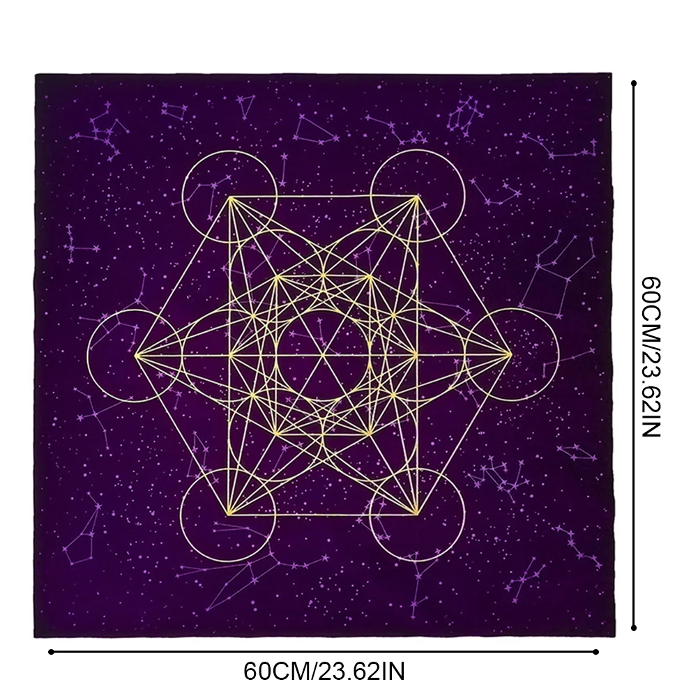 60cmx60cm Tarot Card Tablecloth Metatrone Cub Crystal Grid Astrology Divination Altar Velvet Cloth Board Game Tarot Card Mat
60cmx60cm Tarot Card Tablecloth Metatrone Cub Crystal Grid Astrology Divination Altar Velvet Cloth Board Game Tarot Card Mat
