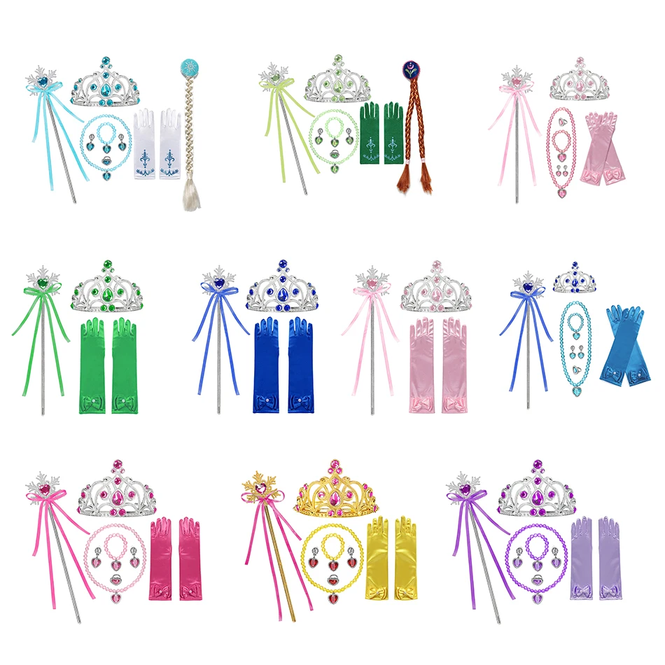 Наборы для девочек Анна Эльза Косплей Корона волшебная палочка ожерелье парик