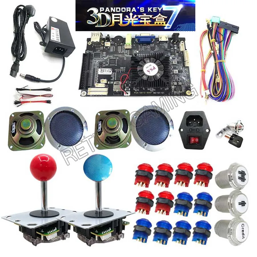 DIY 3D arcade game machine with Pandora7 kit 2323 in 1 PCB wire harness power adapter 5pin joystick 30mm LED button 103pcs 3D 
DIY 3D arcade game machine with Pandora7 kit 2323 in 1 PCB wire harness power adapter 5pin joystick 30mm LED button 103pcs 3D