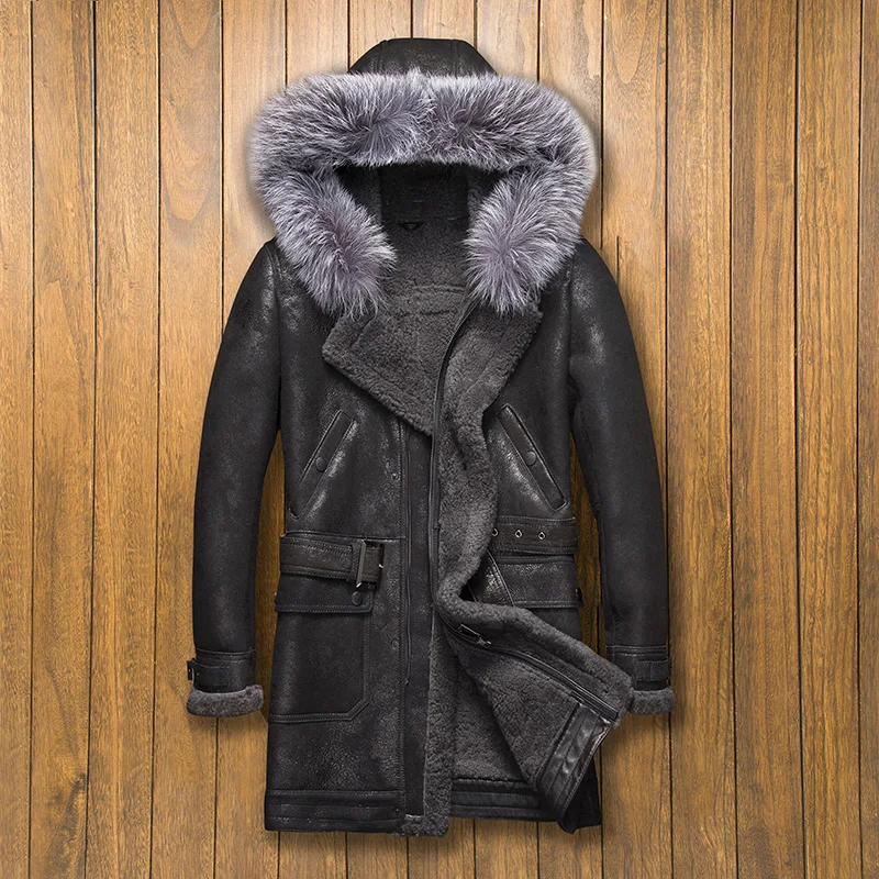 Real Coat Sheepskin Winter Genuine Jacket Men Fox Fur Collar Hooded Warm Vintage Leather Jackets 2020 5219
Real Coat Sheepskin Winter Genuine Jacket Men Fox Fur Collar Hooded Warm Vintage Leather Jackets 2020 5219