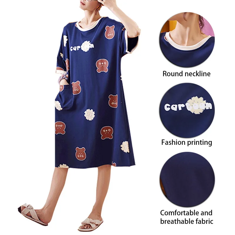 Fashion New Ladies Plus Size Short-sleeved Nightdress Cartoon Casual Loose Home Clothes Comfortable High-quality Pajamas
Fashion New Ladies Plus Size Short-sleeved Nightdress Cartoon Casual Loose Home Clothes Comfortable High-quality Pajamas