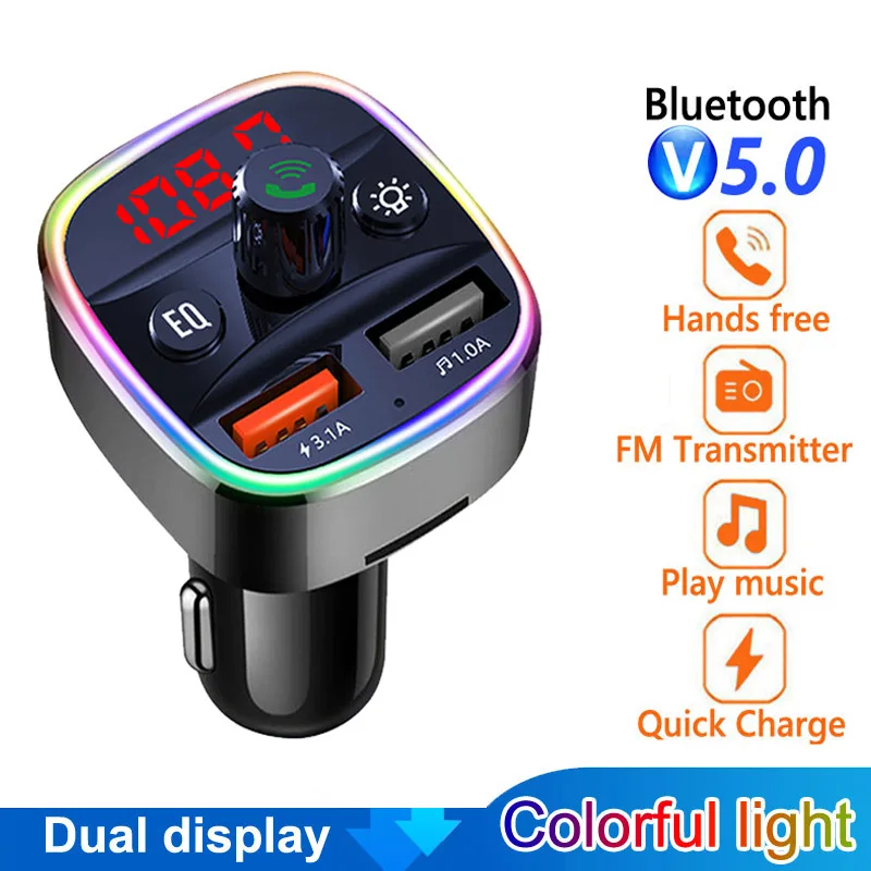 Ambient Light Bluetooth 5.0 FM Transmitter Car Kit MP3 Modulator Player Handsfree Audio Receiver 3.1A Dual USB Fast Car Charger
Ambient Light Bluetooth 5.0 FM Transmitter Car Kit MP3 Modulator Player Handsfree Audio Receiver 3.1A Dual USB Fast Car Charger