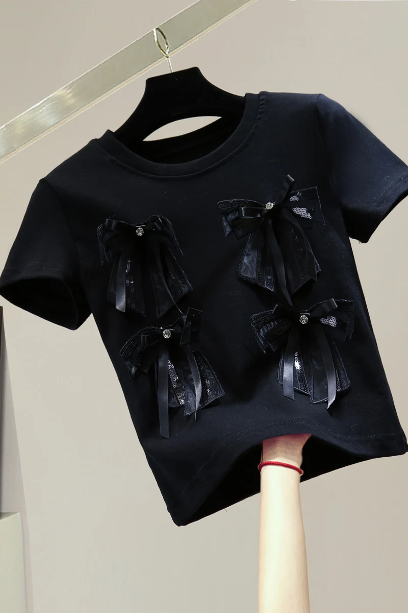 Diamond Bow Short Sleeve T Shirt 2021 Summer Casual White T-shirt for Women Loose T Shirt Tops Students Tshirt Tees
Diamond Bow Short Sleeve T Shirt 2021 Summer Casual White T-shirt for Women Loose T Shirt Tops Students Tshirt Tees