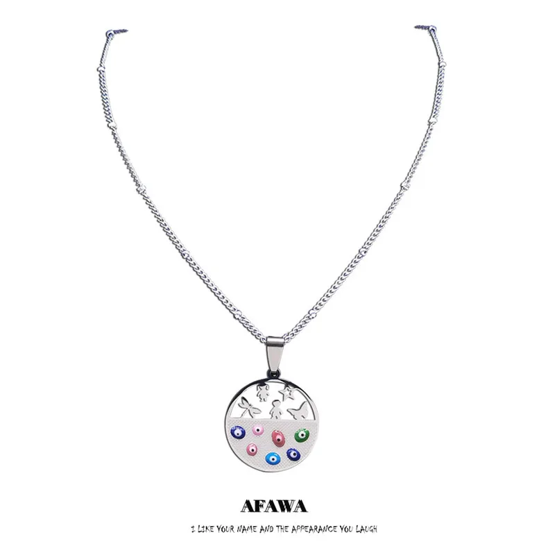 Family Boys Stainless Steel Colorful Turkey Eyes Charm Necklaces Silver Color Small Necklace Islam Jewelry ojo turco N5234S01
Family Boys Stainless Steel Colorful Turkey Eyes Charm Necklaces Silver Color Small Necklace Islam Jewelry ojo turco N5234S01