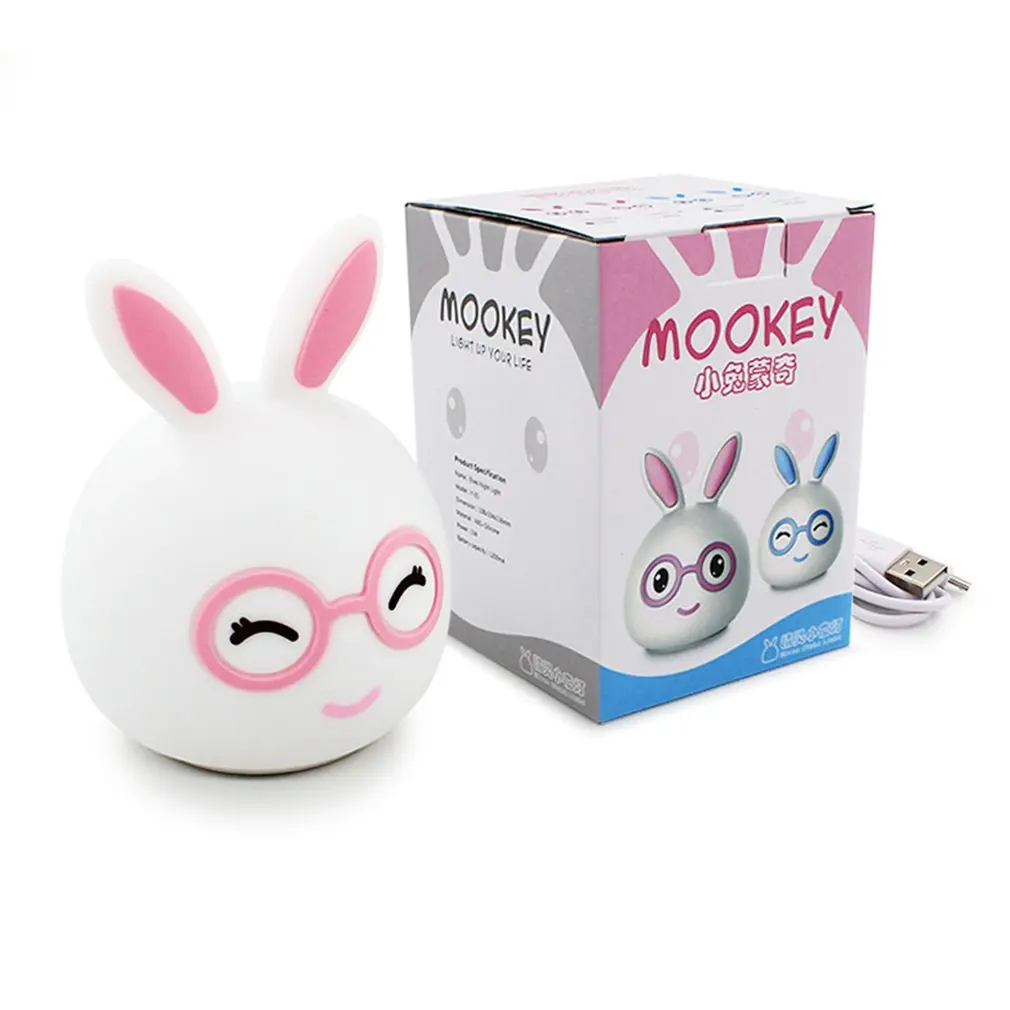 Silicone Colorful Rabbit Night Light Creative Cartoon Smiling Rabbit Novelty Charging Light Touch Light Led Desk Lamp
Silicone Colorful Rabbit Night Light Creative Cartoon Smiling Rabbit Novelty Charging Light Touch Light Led Desk Lamp