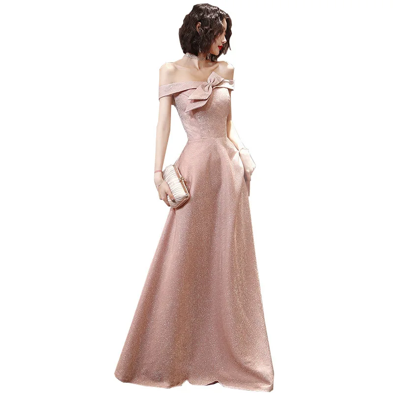 Shiny Evening Dress R200 Pink Bow Women Party Gowns A-Line Off The Shoulder Elegant Vestidos Sexy Boat Neck Robe De Soiree 2020
Shiny Evening Dress R200 Pink Bow Women Party Gowns A-Line Off The Shoulder Elegant Vestidos Sexy Boat Neck Robe De Soiree 2020