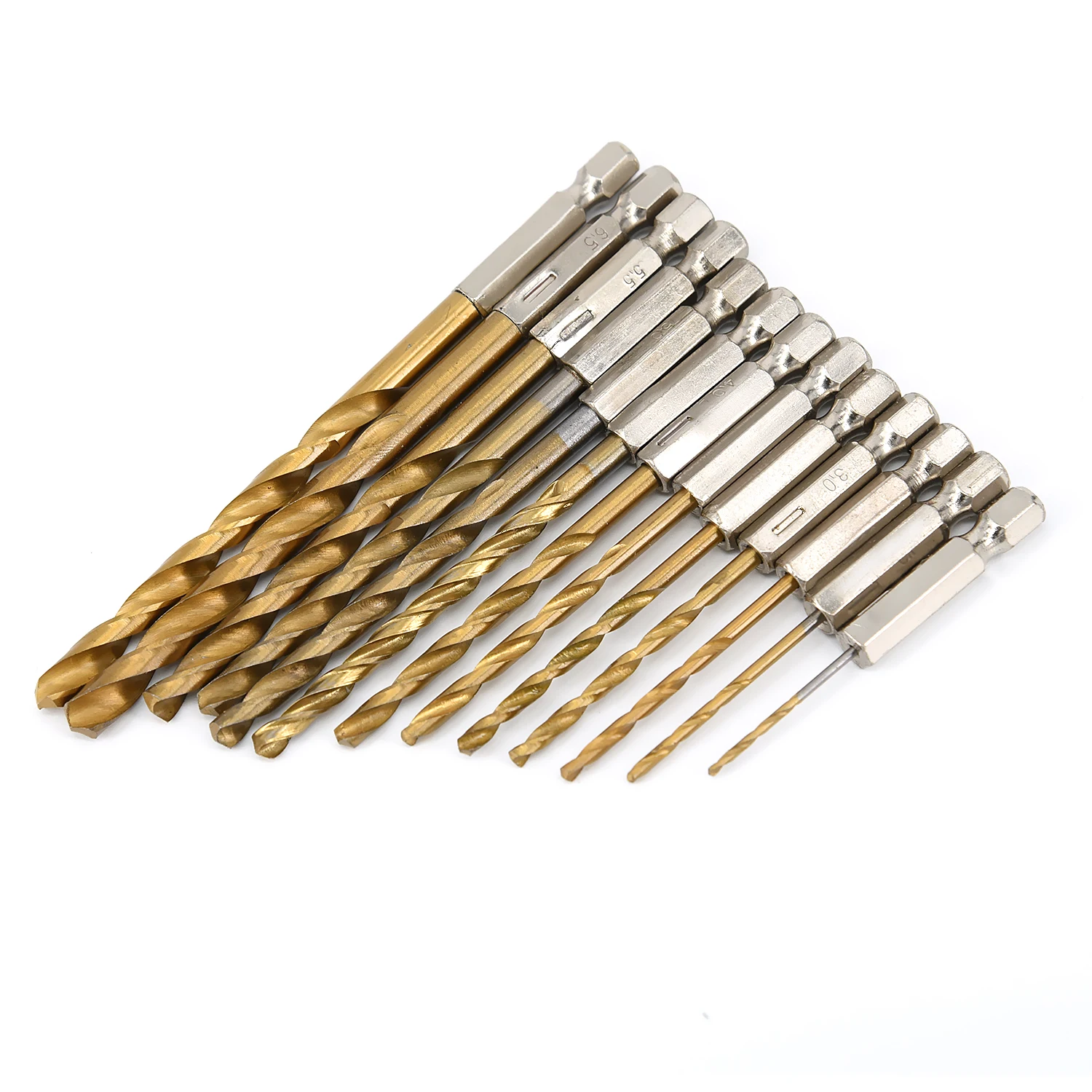 13 Pcs Drill Bit Set Titanium Coated High Speed Steel Twist Drill Bit W/ Hex Shank For Electric Drill Accessories
13 Pcs Drill Bit Set Titanium Coated High Speed Steel Twist Drill Bit W/ Hex Shank For Electric Drill Accessories