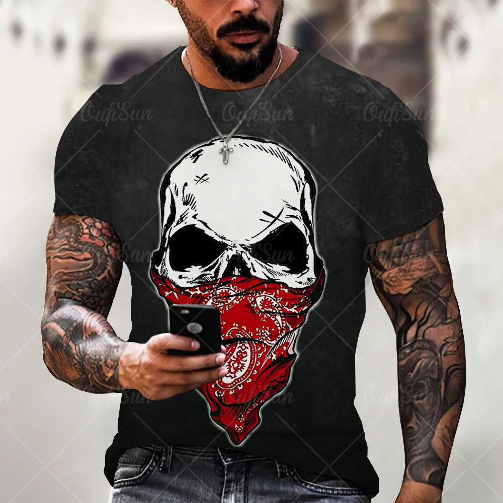 Summer Fashion New 3D Printing Horror Masked Skull Men's T-Shirt Casual Skeleton Pattern Street Personality Wild Loose Oversized
Summer Fashion New 3D Printing Horror Masked Skull Men's T-Shirt Casual Skeleton Pattern Street Personality Wild Loose Oversized