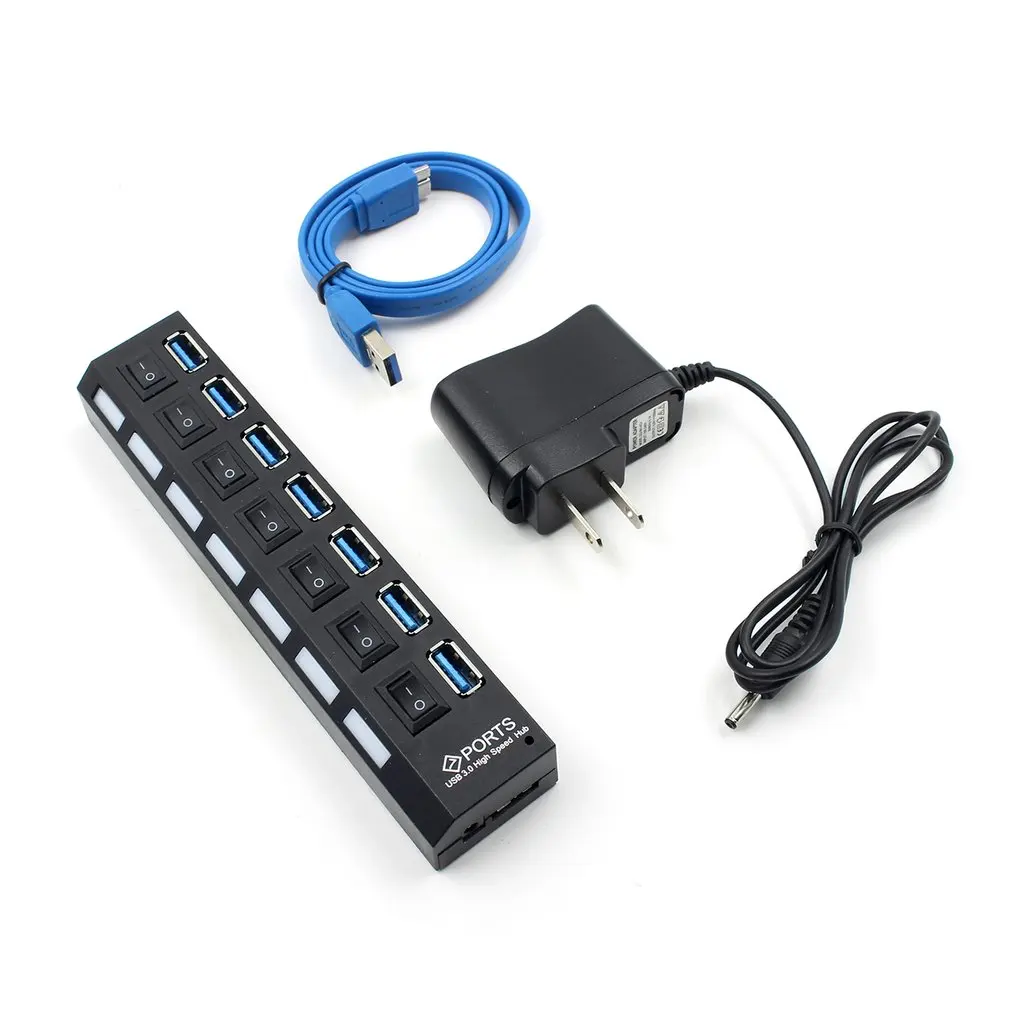 Высокоскоростной концентратор 7 / 4 USB 3 0 с отдельными семью портами компактный