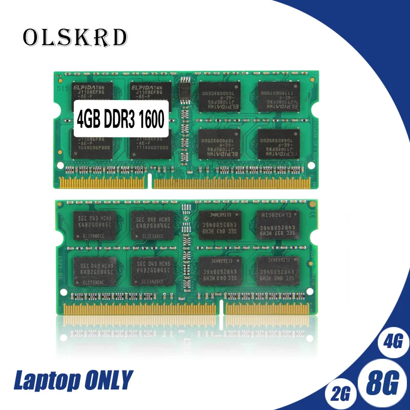 ОЗУ для ноутбука Olskrd 2 ГБ 4 8 2G 4G 8G PC3L PC3 DDR3 1333 Гц 1600 МГц sodimm Ram 10600 12800 204pin 1 5 В/1 35