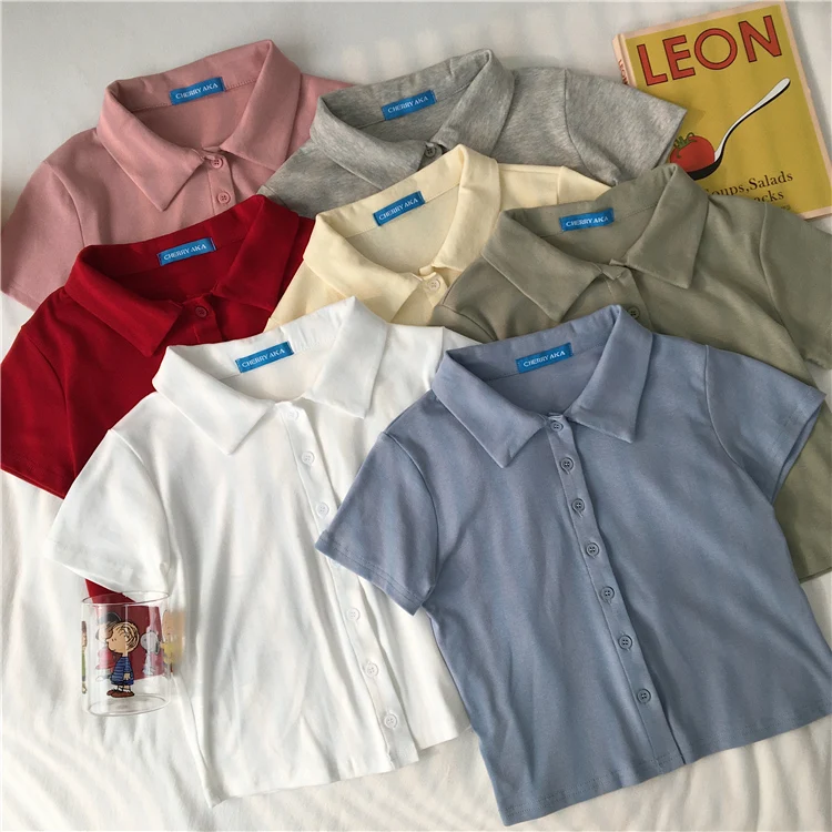 9 Colors 2021 Summer Preppy Style Solid Color Short Sleeve Short Design T-shirts Womens Tee Shirt Femme Women Tops
9 Colors 2021 Summer Preppy Style Solid Color Short Sleeve Short Design T-shirts Womens Tee Shirt Femme Women Tops