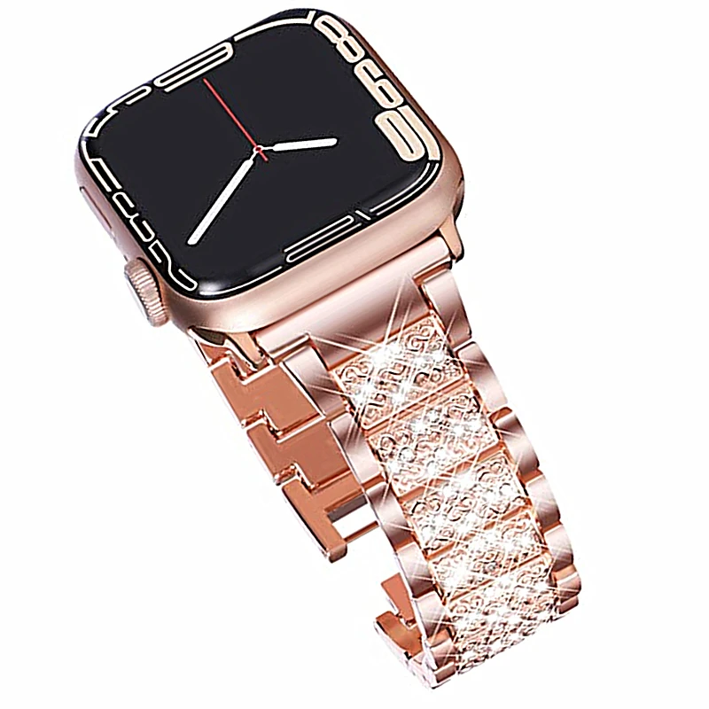 Bling Stainless Steel Strap For Apple Watch Band SE Series7 6 5 4 45mm 41mm 44mm 40mm Bracelet For iWatch 3 42mm 38mm Watchbands
Bling Stainless Steel Strap For Apple Watch Band SE Series7 6 5 4 45mm 41mm 44mm 40mm Bracelet For iWatch 3 42mm 38mm Watchbands