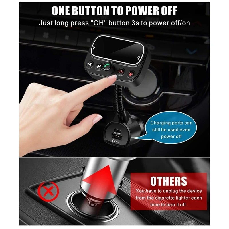 Bluetooth 5.0 FM Transmitter for Car with Dual Mic 2.0inch LCD Display Car Music Player Support U Disk/AUX Output
Bluetooth 5.0 FM Transmitter for Car with Dual Mic 2.0inch LCD Display Car Music Player Support U Disk/AUX Output