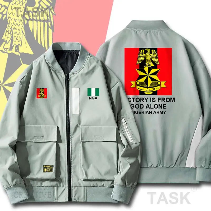 

Bomber Military Biker Jacket Army Nigeria Nijeriya Nigerian Men Printed Pilot Bomber Jacket Men Hit Color Casual Baseball Jacket