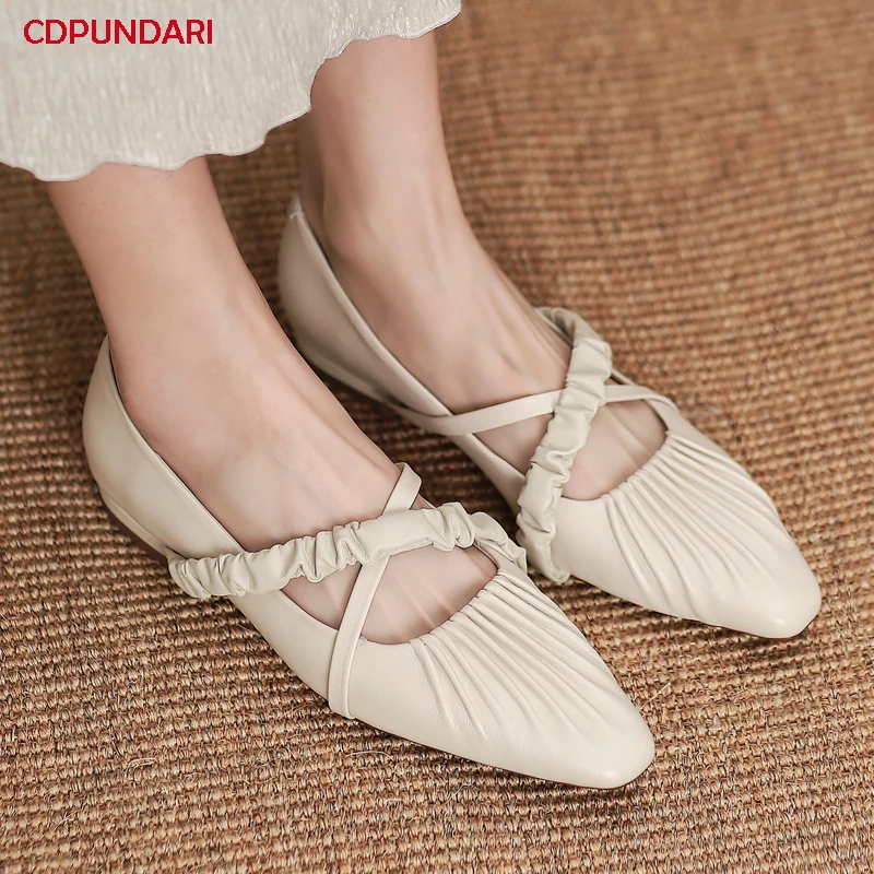 Black White Mary Janes Genuine Leather Flat Shoes Women Spring Summer Pleated Sheepskin Casual Flats Ladies Popular
Black White Mary Janes Genuine Leather Flat Shoes Women Spring Summer Pleated Sheepskin Casual Flats Ladies Popular
