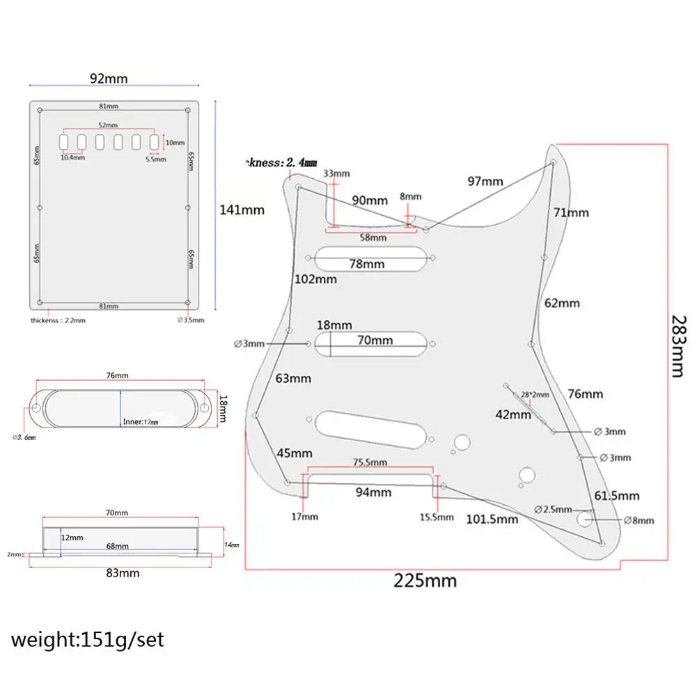 5pcs/set Guitar Pickguard + Back Plate + Pickup Cover+ Screws Set Guitar Decoration Plate for Electric Guitar Parts Accessories
5pcs/set Guitar Pickguard + Back Plate + Pickup Cover+ Screws Set Guitar Decoration Plate for Electric Guitar Parts Accessories